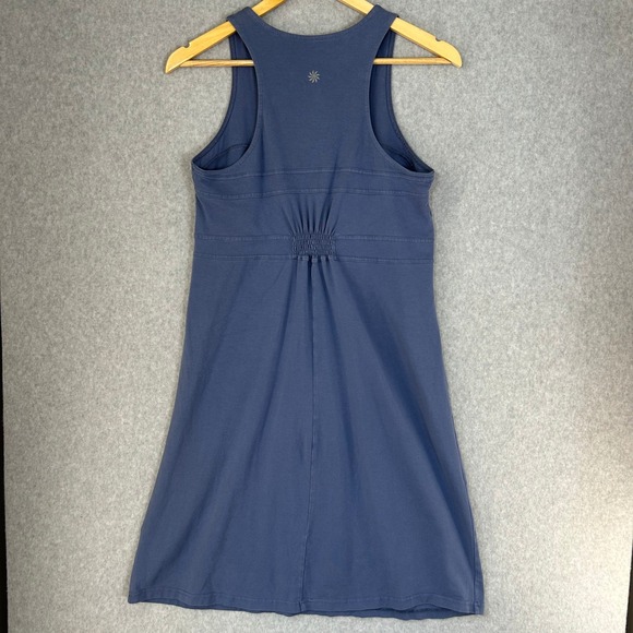 Athleta Organic Cotton Racerback Tank Dress Blue Empire Waist Womens Size Medium - Picture 3 of 11